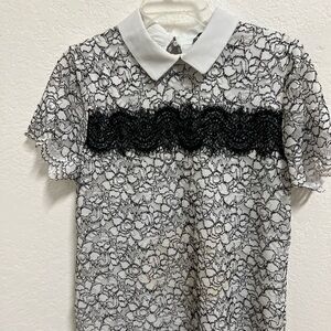 Karl Lagerfeld Kids Black and White Lace Blouse